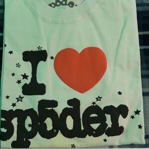 Mint Tee with Heart and Sp5der Graphic